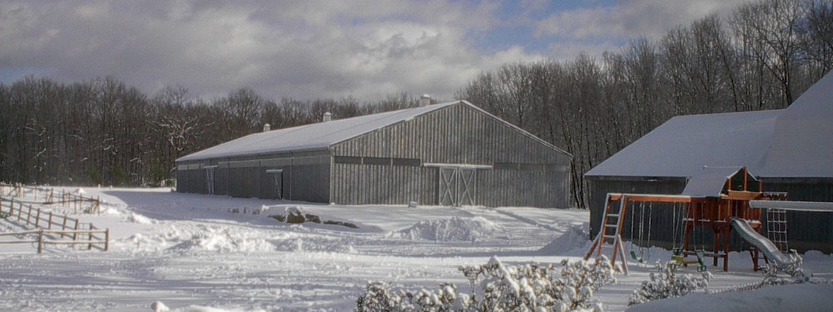 The indoor arena after a snowfall